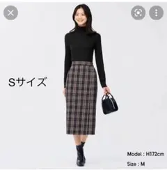 GU チェックナローミディスカート　Sサイズ　ブラック