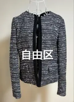 洗える・日本製】 自由区 ウール混 テーラード ジャケット グレー 40 L 