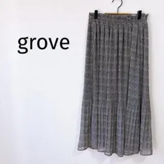 Z【グローブ】ロングプリーツスカート L 黒×白 レオパード 裏地付き 春夏