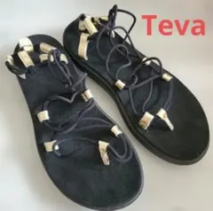 Teva レディース サンダル ブラック ゴールドのサムネイル