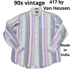90s 希少 417 by Van Heusen マルチストライプシャツ M