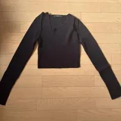 EMODA ブラックリブニット 長袖 アシンメトリー