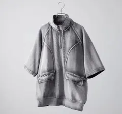 【CLEL】ヴィンテージデザイン半袖ハーフジップTシャツ