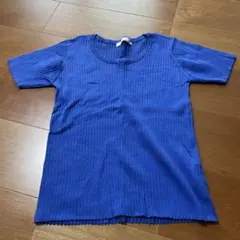 AMERICAN HOLIC リブニット 半袖 ブルー M