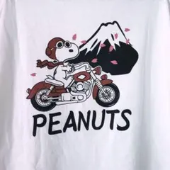 PEANUTS スヌーピー バイク 富士山 Tシャツ ホワイトのサムネイル