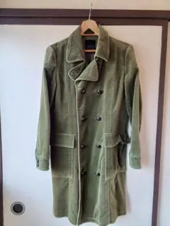 オリーブグリーン コーデュロイ ロングコート