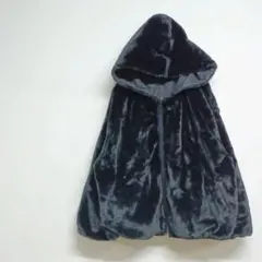 フード付きブラックフリースコート　Lサイズ ポケット外２　内ポケット2