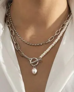 パール　シルバー　ネックレス