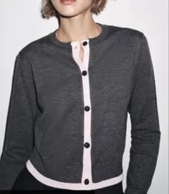 完売品 ZARAコンビニットカーディガン Mピンク