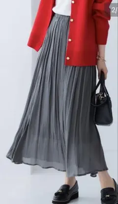 マキシ丈　フレアスカート　8L グレー