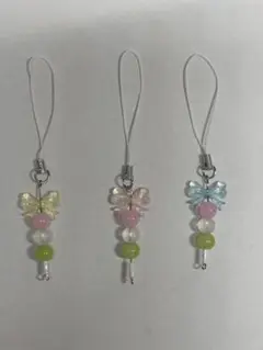 三色団子ビーズキーホルダー3個セット