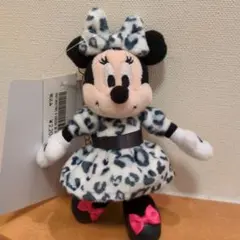 ミニーマウス ヒョウ柄ドレス ぬいぐるみ　白黒
