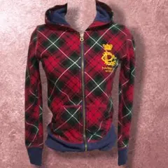 ポロラルフローレン 赤緑タータン金ロゴパーカー Y2K ギャル