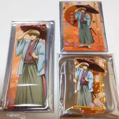 【銀魂】ロング缶バッジ ビジュアルカード ミニラメアクリルスタンド　沖田総悟