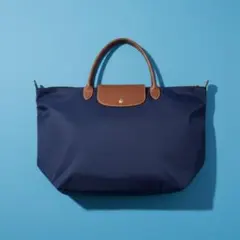 ロンシャン　ル プリアージュ　ネイビー　紺トップハンドルバッグMサイズ　折り畳み