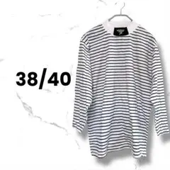 ストライプ柄 長袖Tシャツ 38/40 ホワイト系 ボーダー カットソーゆったり