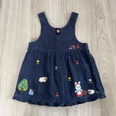 【極美品】ミキハウス デニムジャンバースカート 80cm ワンピース