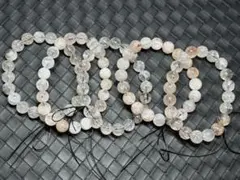 【#943】 天然石 ブレスレット 黒金スーパーセブンルチルクォーツ 5点セット