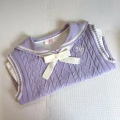 ★未使用に近いメゾピアノ　セーラーニット　長袖カットソー　　１３０cm