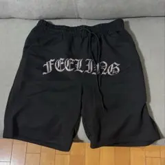 FEELING 刺繍 黒 ショートパンツ ハーフパンツ