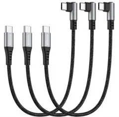 ショートUSB C - USB Cケーブル 1フィート 3本パック L字型