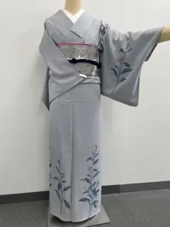 超特価品！ 洗える夏着物 絽紗 ポリ 色無地 フルセット 単衣 濃い紫