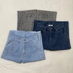 【まとめ売り】レディース ボトムス3点セット デニムパンツ ストレートスラックスのサムネイル