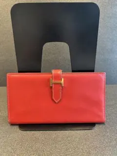 HERMES ベアン 長財布 レッド ゴールド金具のサムネイル