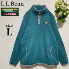 LLBeanエルエルビーン 山ロゴ スナップ フリース ジャケット ターコイズL