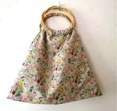 春色スタディオクリップ4390円花柄ラタンハンドルハンドバッグ