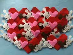 折り紙　バレンタインうさぎハート♡10点