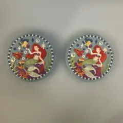 ディズニー刺繍缶バッジ2アリエル2個セット