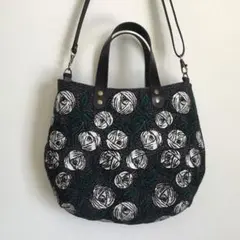 ミナペルホネン　rosy ネイビー　2Wayショルダーバッグ　ハンドメイド