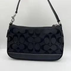 【値下げ】コーチ アクセサリーポーチ シグネチャー キャンバス レザー ブラック