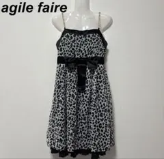 agile faire レオパード柄　キャミワンピース　チェーン　リボン　M