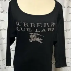 【美品】バーバリーブルーレーベル 裾シャーリング カットソー 七分袖 黒 38