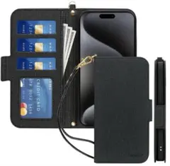 iPhone 14 Pro Max スマホケース 手帳型 カード収納 ブラック