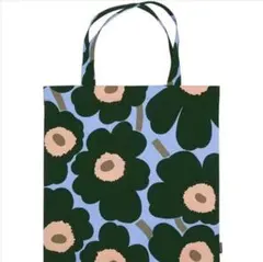 マリメッコ 花柄 トートバッグ 大きめ ウニッコ 水色×緑 北欧