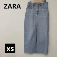 ⭐️ZARA スリット入り　デニム ロングスカート ライトブルー XS⭐️