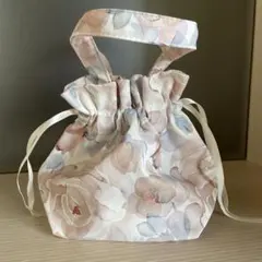 【新品未使用】花柄布製巾着トートバッグ