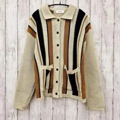 【 MONO-MART 】モノマート マルチストライプポロニットカーディガン