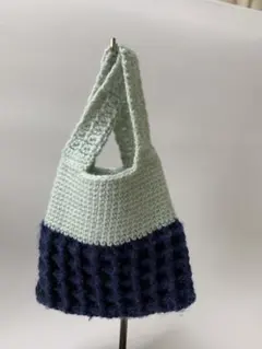 ハンドメイドバッグ ミントグリーンとネイビーブルー