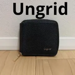 Ungrid アングリッド 牛革 ラウンド 二つ折りミニ財布　ブラック　黒