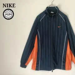 【美品】NIKE　ナイキ　ジャージ　トラックジャケット　刺繍　紺　ネイビー　L