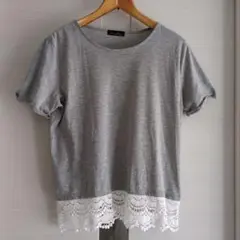レディース レース Tシャツ グレー M