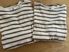 UNIQLO U 半袖 Tシャツ L Sベージュ/ブラウンストライプ　2セット