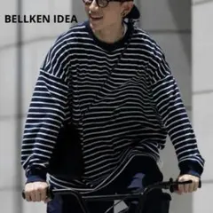 Bonbon store Bellken idea ロンT ボーダー ネイビーのサムネイル