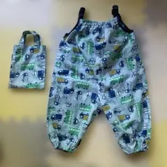 乗り物柄 プレイウェア 砂場着 収納袋付き