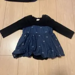 petit main ワンピース 80サイズ 黒/デニム