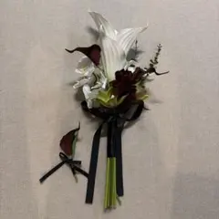 胡蝶蘭　カラー　シンビジウム　バーガンディ　ウェディングブーケセット　60cm